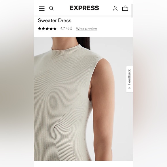 RIBBED MOCK NECK SLEEVELESS MINI SWEATER DRESS - Picture 2 of 4